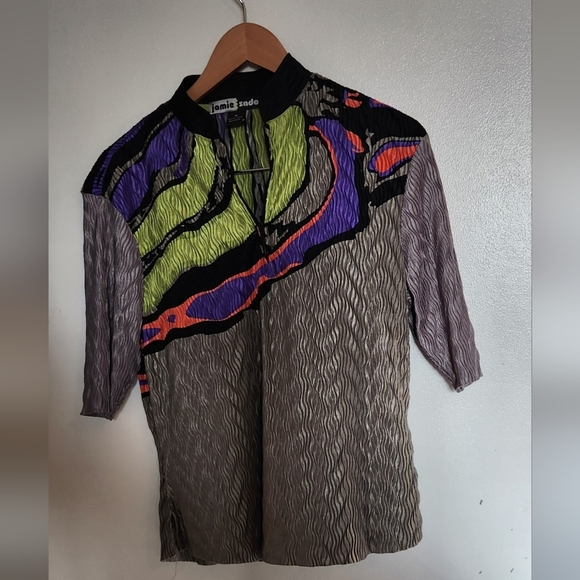 Jamie Sadock Vibrant Multicolor Textured Golf Top - Picture 3 of 5